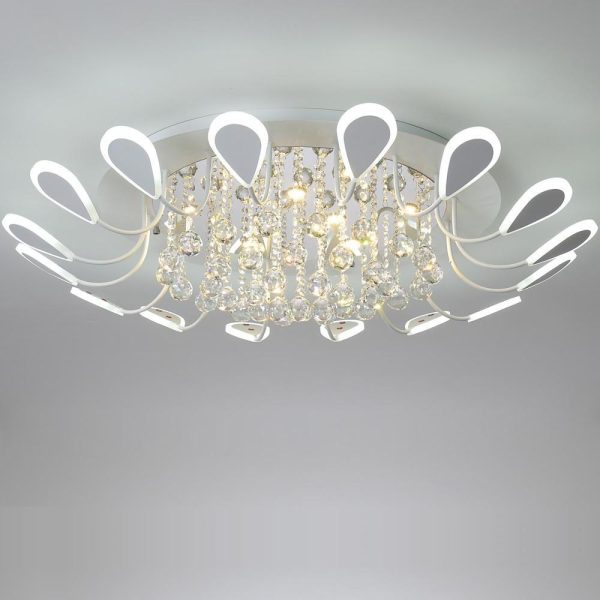 Flower Shaped Dimmable LED Crystal Modern Flush Mount Lighting Ceiling Light - Image 4