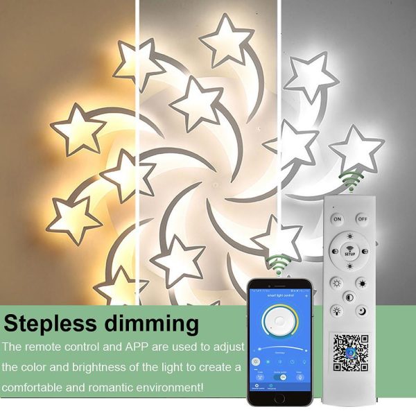 Celestial Shooting Stars Flush Mount Ceiling Light- LED, Dimmable, White, 5 to 15 Star Lights - Image 14