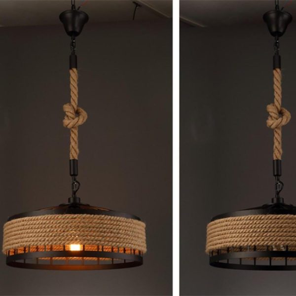 Circular Rope Wrapped Country Chandelier Hanging Lamp Pendant Light Island Lights - Image 2