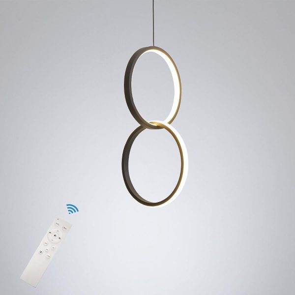 Interlocking Dual Ring Design Pendant Lighting Aluminum Acrylic LED Ceiling Light - Image 3