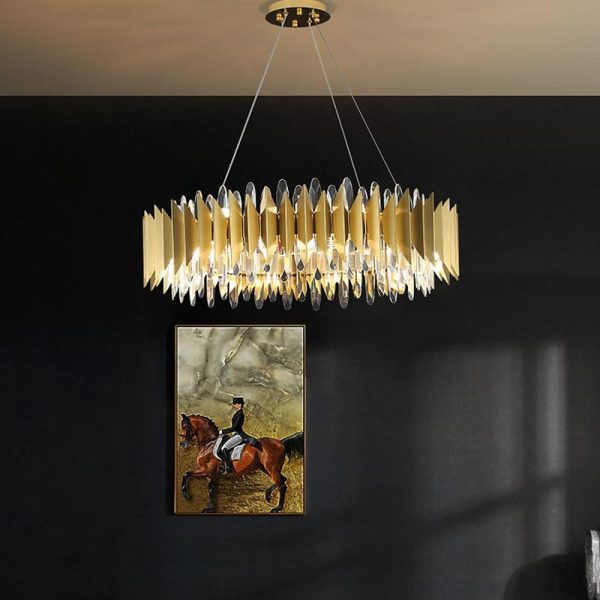 Modern Round Crystal Chandelier Stainless Steel Single Ceiling Light - Image 4
