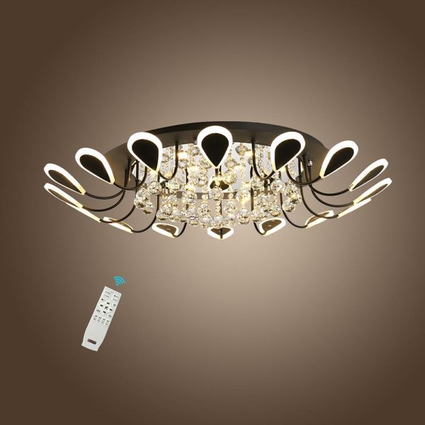 Flower Shaped Dimmable LED Crystal Modern Flush Mount Lighting Ceiling Light - Image 8