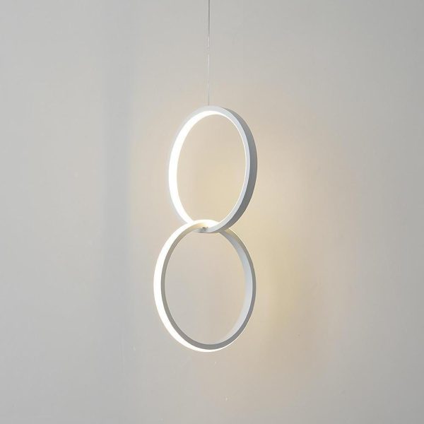 Interlocking Dual Ring Design Pendant Lighting Aluminum Acrylic LED Ceiling Light - Image 4