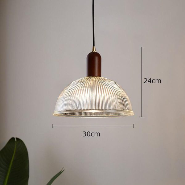 Country Glass Bamboo Wood Pendant Lighting Bowl Vintage Pendant Lighting - Image 7