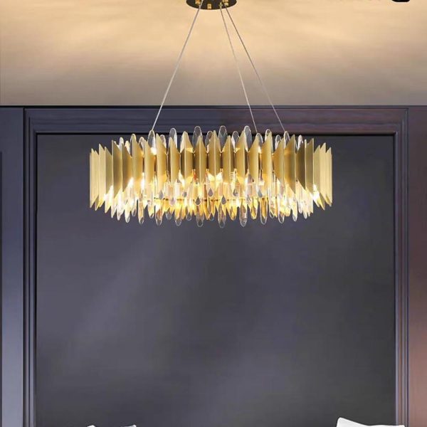 Modern Round Crystal Chandelier Stainless Steel Single Ceiling Light - Image 16
