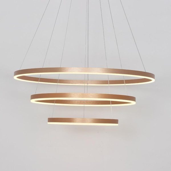 Three Ringed Chic Modern Metal Framed Foyer Chandelier with Dimmable Lights - Image 6
