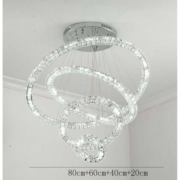 3/4-Light LED Tiered Chandelier LED Crystal Ring Hanging Pendant Light - Image 18