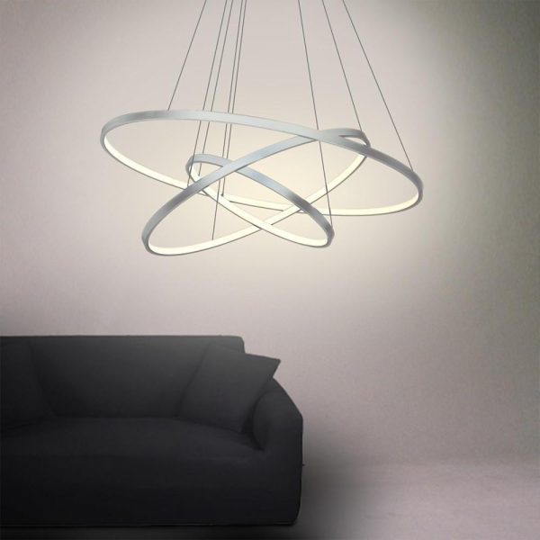 3 Ring Intterweaved Circle Design Pendant Lighting Aluminum Acrylic LED Ceiling Light - Image 4