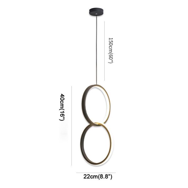Interlocking Dual Ring Design Pendant Lighting Aluminum Acrylic LED Ceiling Light - Image 10
