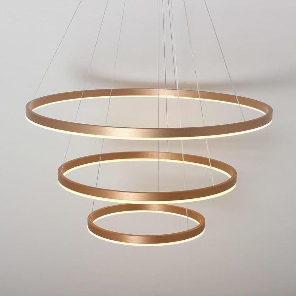 Three Ringed Chic Modern Metal Framed Foyer Chandelier with Dimmable Lights - Image 7