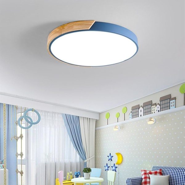 Circular LED Wood Nordic Ceiling Lights Flush Mount Lighting Ceiling Lamp - Image 5