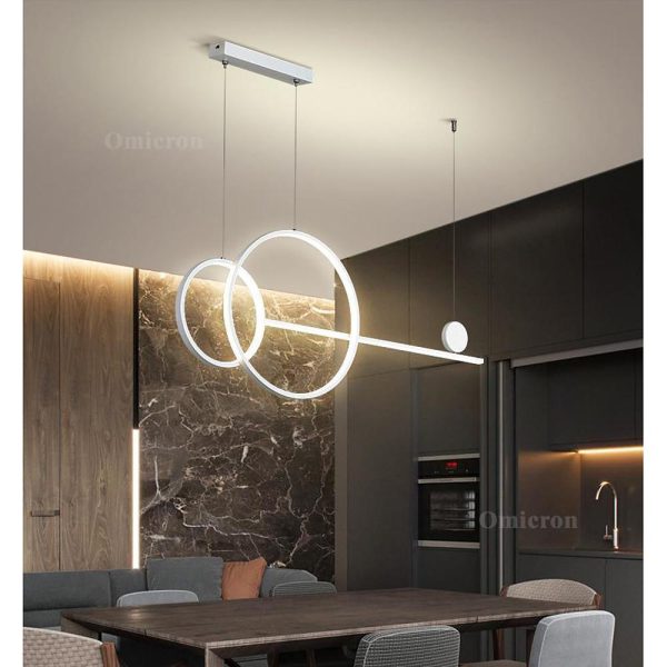 Large Small Circle With Linear Pendant Lighting Modern LED Kitchen Lighting - Image 4