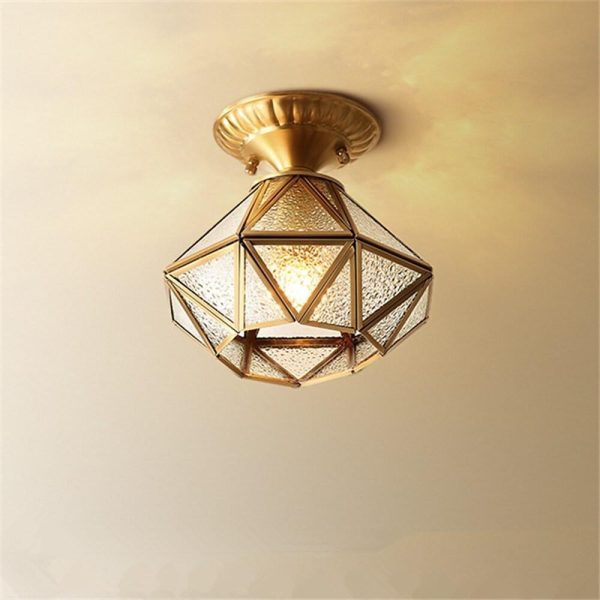 Vintage Flush Mount Ceiling Light Lantern Metal Glass Industrial Light - Image 3