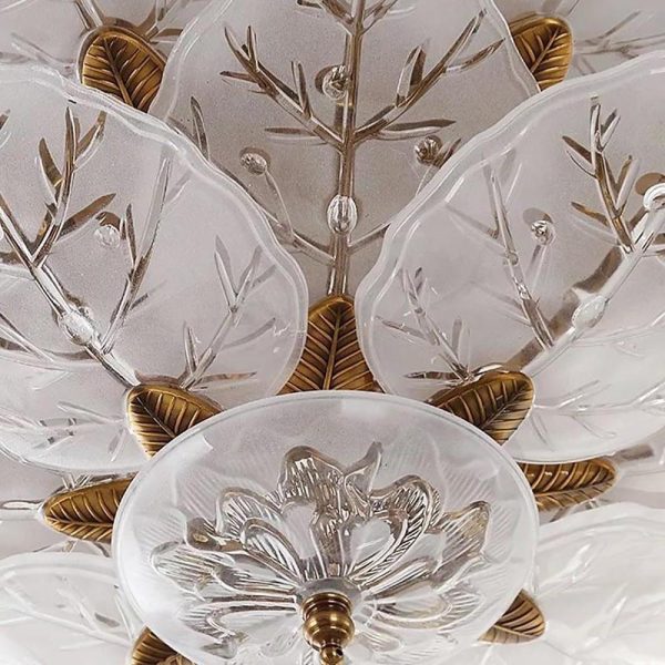 Leaves Flush Mount Ceiling Light Metal Glass Unusual LED Light - Image 4