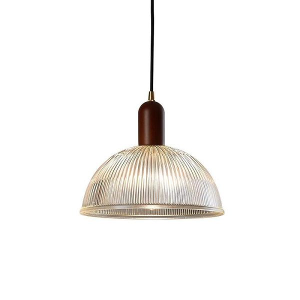 Country Glass Bamboo Wood Pendant Lighting Bowl Vintage Pendant Lighting - Image 4