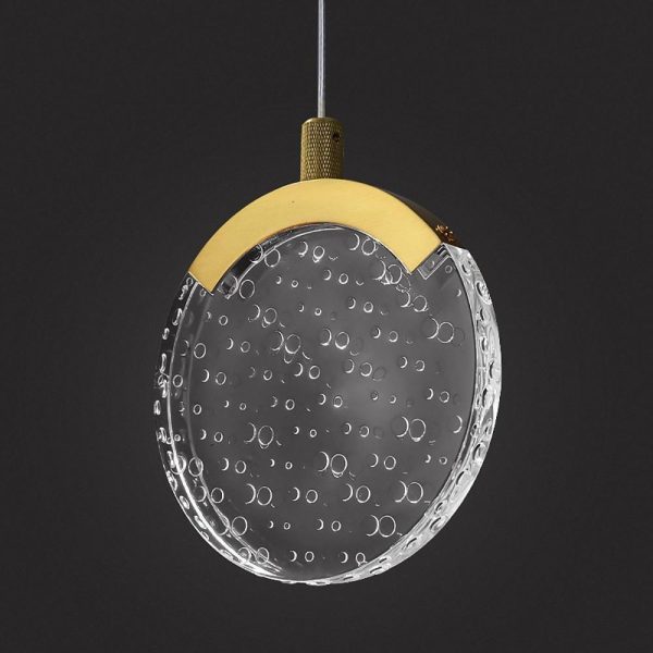 Artistic Circular Acrylic Copper LED Nordic Pendant Lighting Hanging Lamp - Image 9