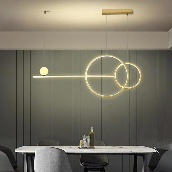 Large Small Circle With Linear Pendant Lighting Modern LED Kitchen Lighting - Image 6