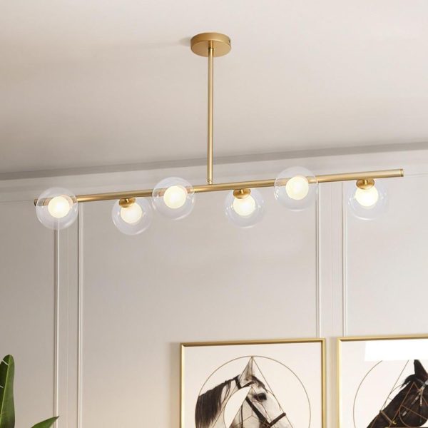 Nordic Island Light Chandelier Light Metal Glass LED Chandelier 6 Bulbs - Image 3