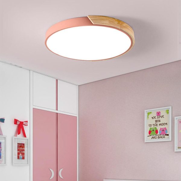 Circular LED Wood Nordic Ceiling Lights Flush Mount Lighting Ceiling Lamp - Image 4