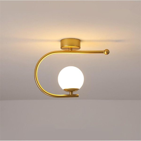 Black Flush Mount Ceiling Light Curves Globe Traditional Light - Image 9