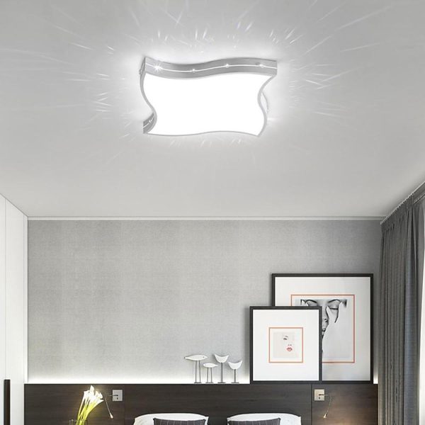 Waved Square Modern Crystal Flush Mount Light LED Baby Kids Bedroom Ceiling Lights - Image 2