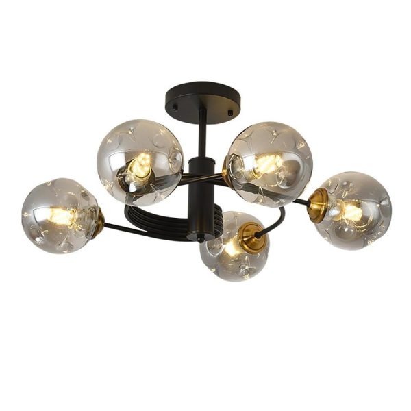 Swirling Nordic Globe Bubble Chandelier Metal Glass Bedroom Chandelier - Image 11
