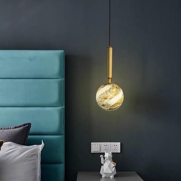 Distressed Globe Hallway Pendant Light Metal Acrylic Pendant Lighting - Image 7