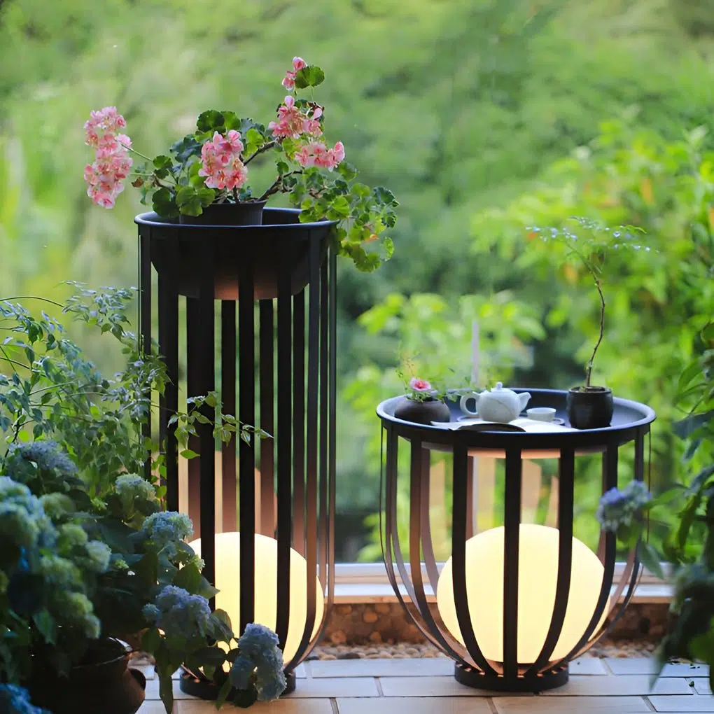 lantern-waterproof-solar-led-modern-outdoor-lanterns-lamps-garden-lightsdazuma-347637.jpg Industrial Solar Outdoor LED Floor Lantern Lamp with Tray - Image 1