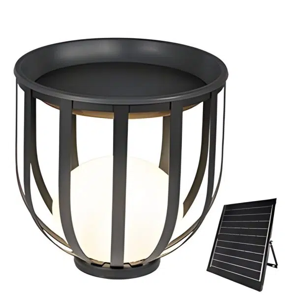 Industrial Solar Outdoor LED Floor Lantern Lamp with Tray - Image 11