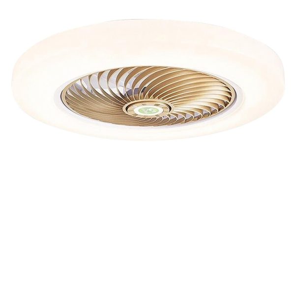 Modern Flush Mount Bladeless Enclosed Ceiling Fan with Round Bright LED Lighting and Remote - Image 9