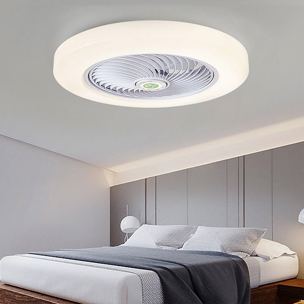 large-round-acrylic-modern-flush-mount-ceiling-fan-with-led-light-remote-control-775944.jpg Modern Flush Mount Bladeless Enclosed Ceiling Fan with Round Bright LED Lighting and Remote - Image 1