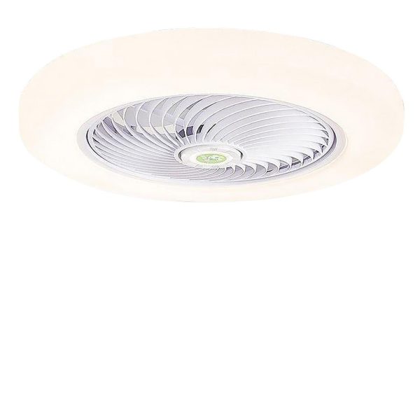 Modern Flush Mount Bladeless Enclosed Ceiling Fan with Round Bright LED Lighting and Remote - Image 7