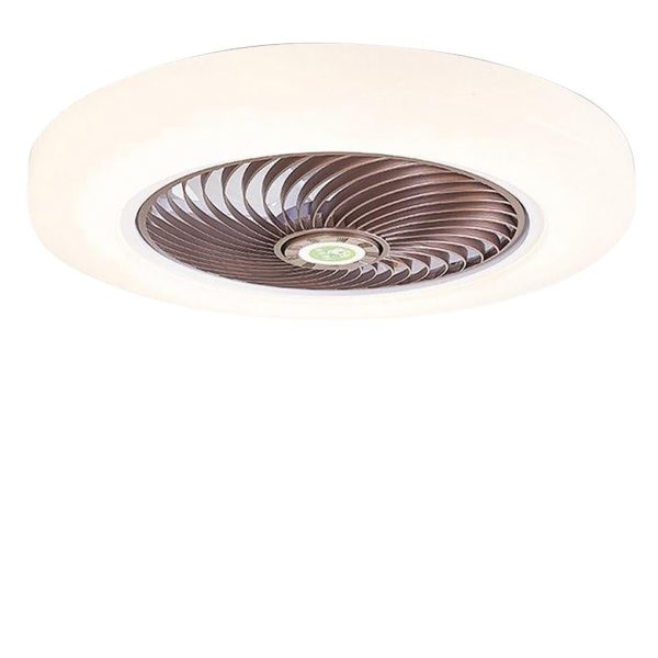 Modern Flush Mount Bladeless Enclosed Ceiling Fan with Round Bright LED Lighting and Remote - Image 8
