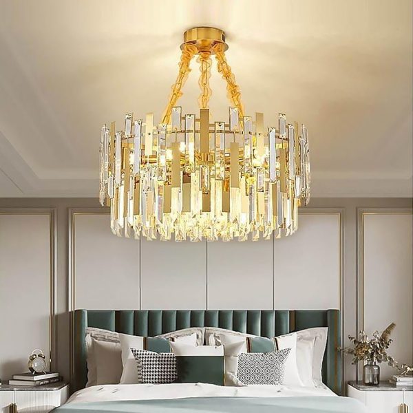 Queen Golden Crystal Chandelier - Modern Luxury, 9/12/17 Lights, Adjustable Height, 110-120V - Image 2
