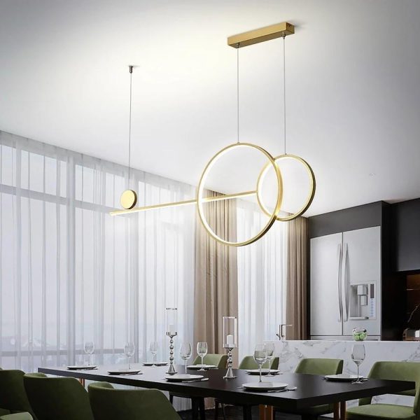 Large Small Circle With Linear Pendant Lighting Modern LED Kitchen Lighting - Image 3