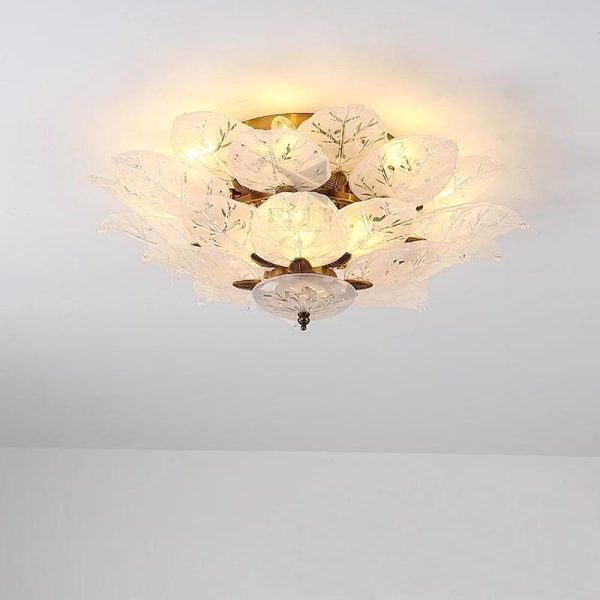 Leaves Flush Mount Ceiling Light Metal Glass Unusual LED Light - Image 2