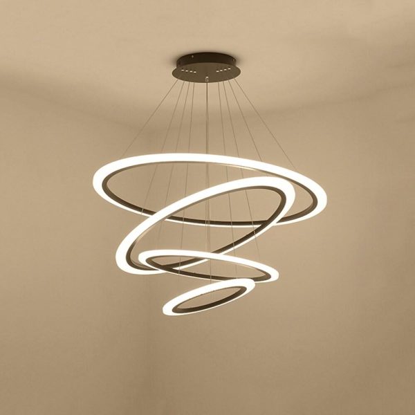 4-ring Geometric LED Modern Chandelier Pendant Light Hanging Lamp Island Lights - Image 7