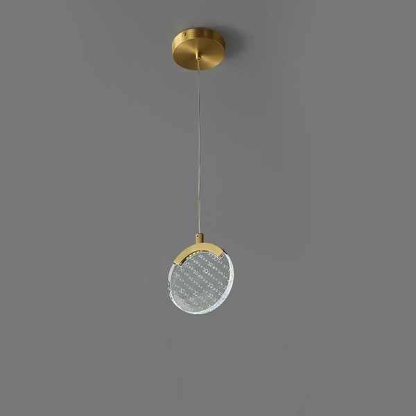 Artistic Circular Acrylic Copper LED Nordic Pendant Lighting Hanging Lamp - Image 5