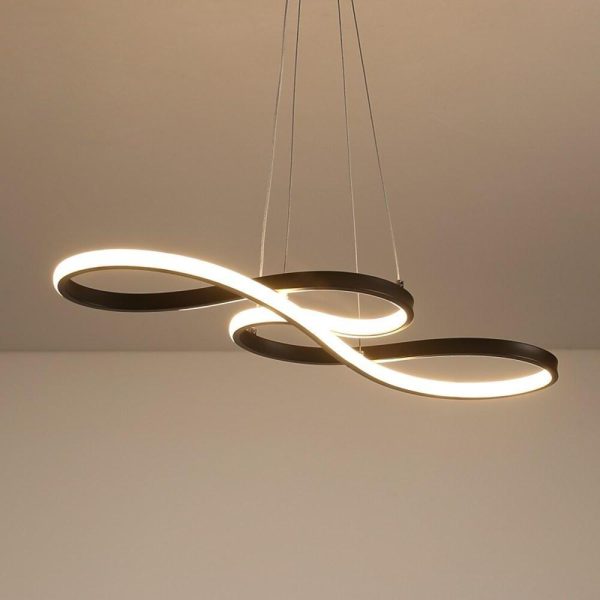 Metal Silica Pendant Hanging Light for Dining Room LED Abstract Curved Strip Chandelier - Image 4
