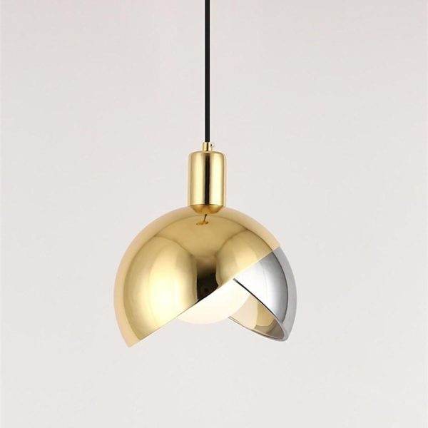 Dual-Colored Semi Globe Metal Glass Pendant Light Industrial Style Pendant Lighting for Office & Dining Room - Image 5