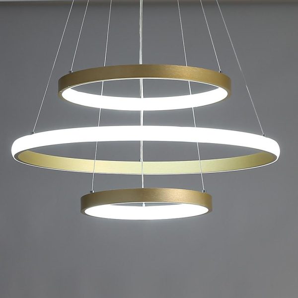 3-ring Dimmable Contemporary Gold LED Chandelier Light Dining Room Chandeliers Lamp - Image 6