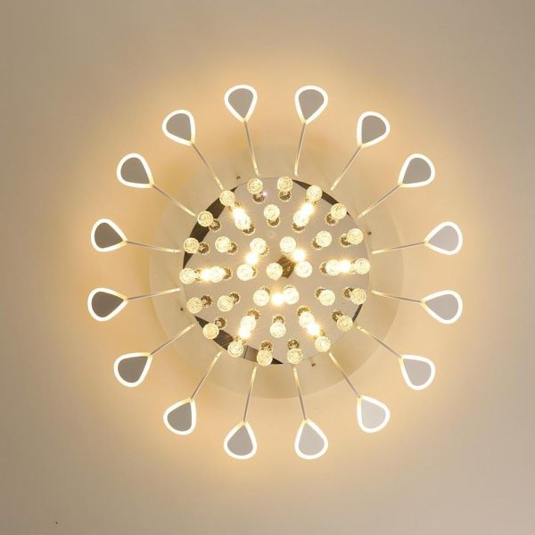 Flower Shaped Dimmable LED Crystal Modern Flush Mount Lighting Ceiling Light - Image 12