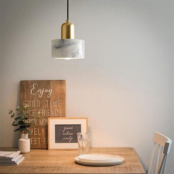 Nordic Ceramic Pendant Light Marble Metal Pendant Lighting - Image 2
