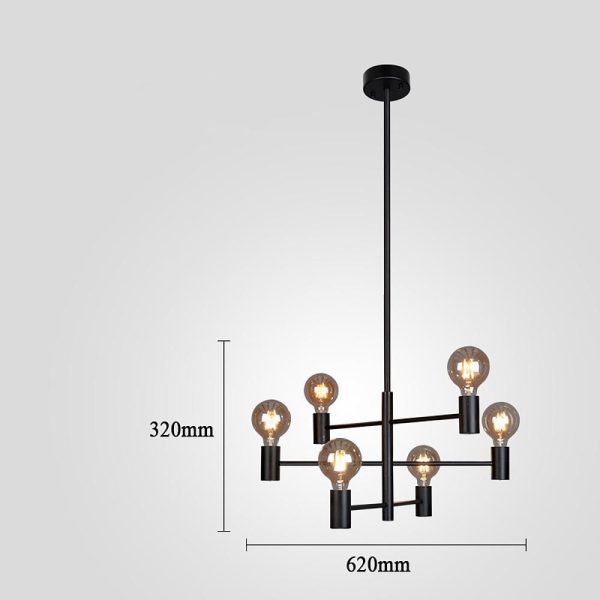 Nordic Style Black Sputnik Chandelier Industrial Mini Chandelier 6 Bulbs - Image 7