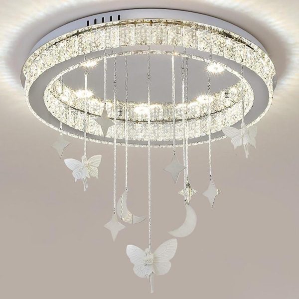 Circular Electroplated Metal Crystal LED Modern Chandeliers Flush Mount Lighting - Image 6