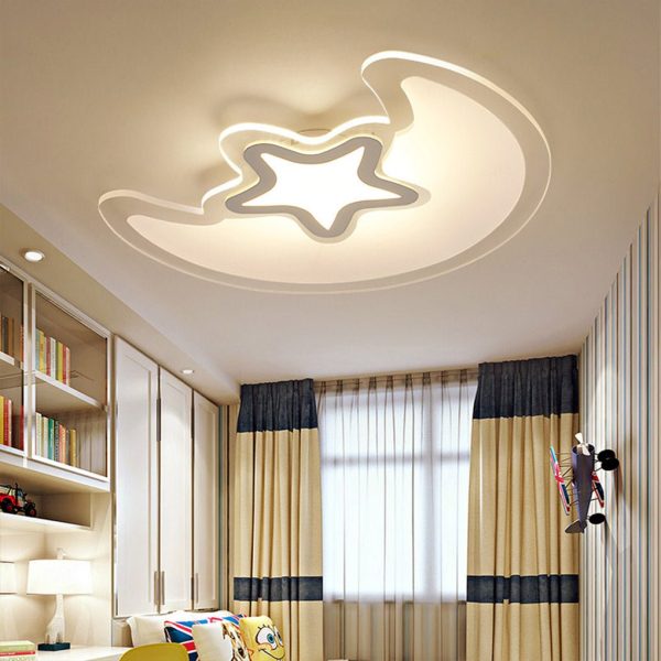 Modern Creative Special-shaped Trichromatic Dimming Moon Star Ceiling Light - Image 2