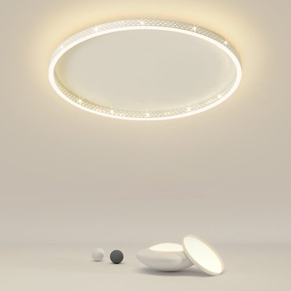 Modern Round Dimmable Flush Mount Lights LED Ceiling Light with Hollow Edge - Image 2