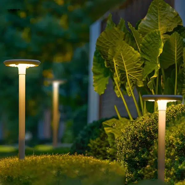 Modern Round Dual Motion Sensor LED Solar Garden Post Lights - Image 2