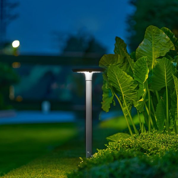 Modern Round Dual Motion Sensor LED Solar Garden Post Lights - Image 4