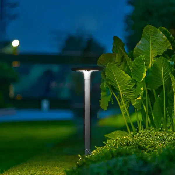 Modern Round Dual Motion Sensor LED Solar Garden Post Lights - Image 4
